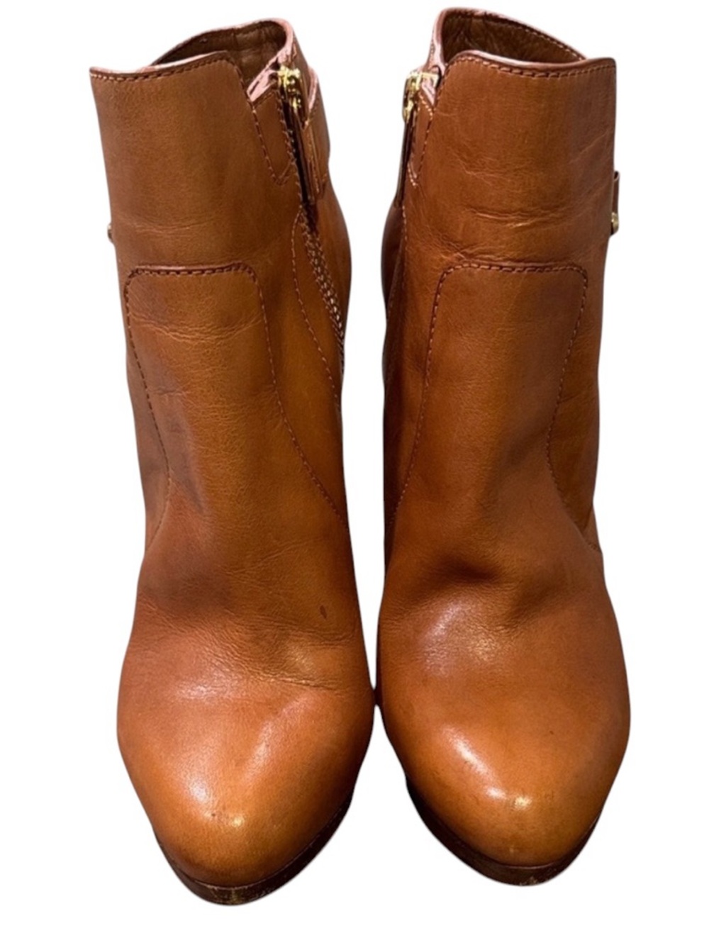 Michael Kors Tania Leather Ankle Booties Gold MK Logo Size 6